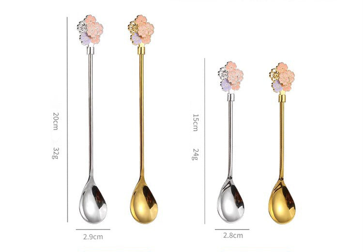 Zerelle – Cherry Blossom Spoon Set (Gold/Silver)