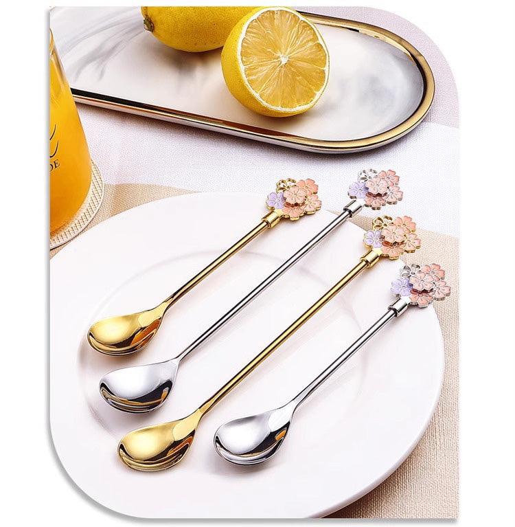 Zerelle – Cherry Blossom Spoon Set (Gold/Silver)