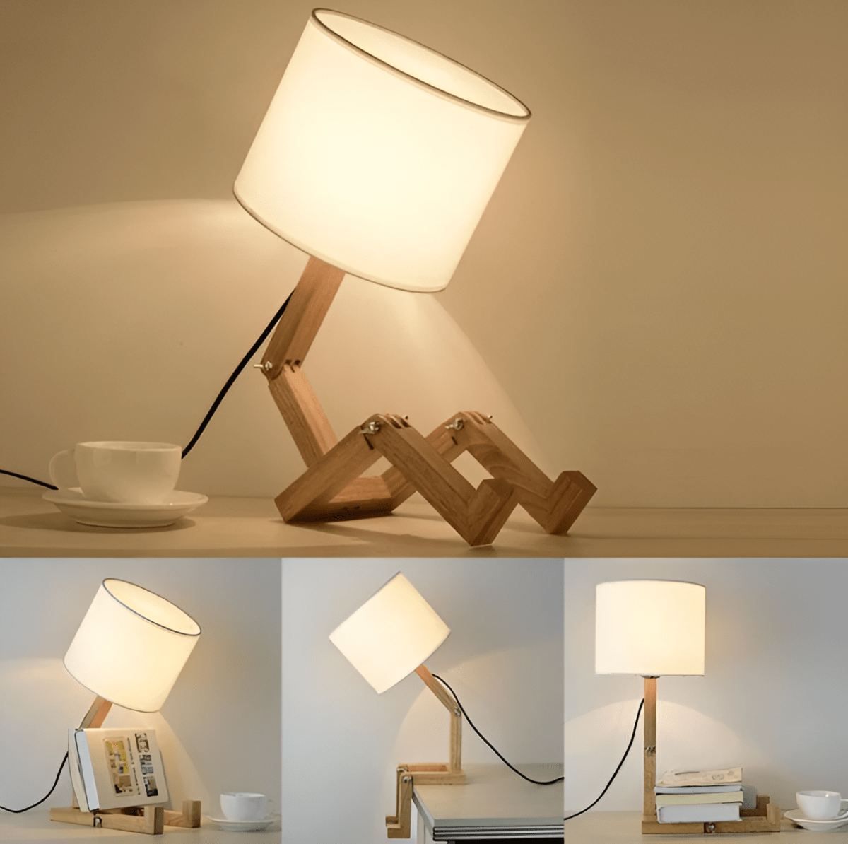 Zerelle – Adjustable Lamp with Wood Details