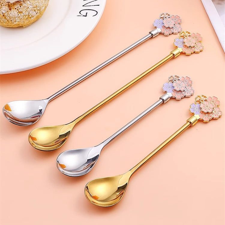 Zerelle – Cherry Blossom Spoon Set (Gold/Silver)